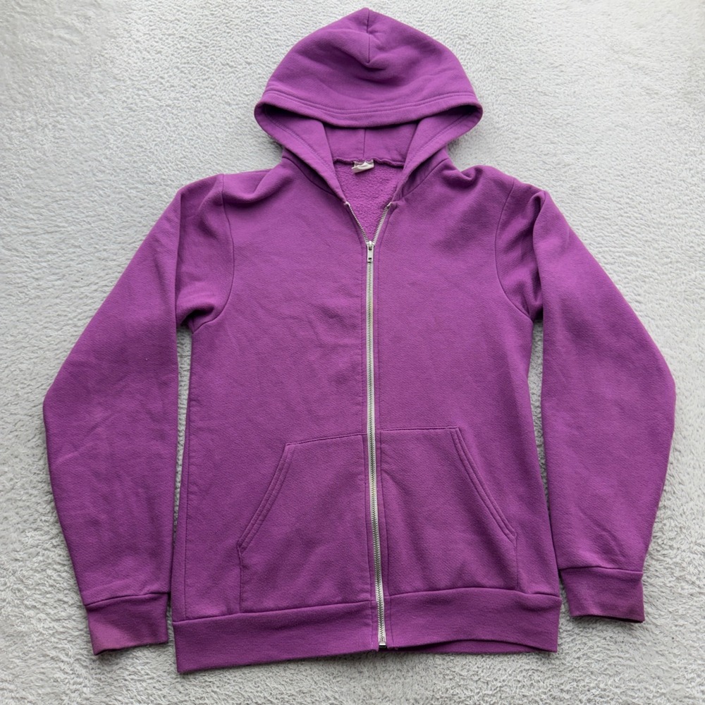 American Apparel F497 Purple Breathe Graphic Flex Fleece Zip Up Hoodie Small